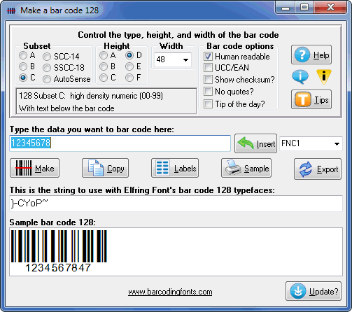 Screenshot for Bar Code 128 7.3