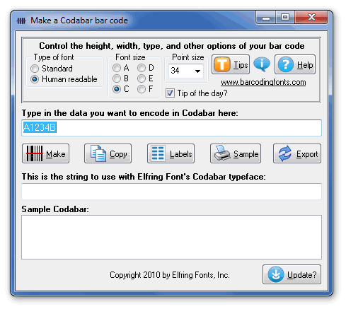 Click to view Codabar 4.0 screenshot