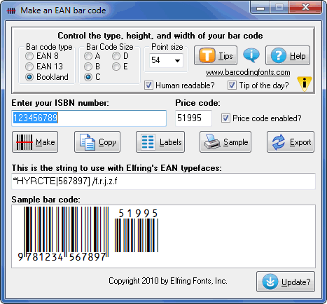 Click to view EAN Bar Codes 6.0 screenshot