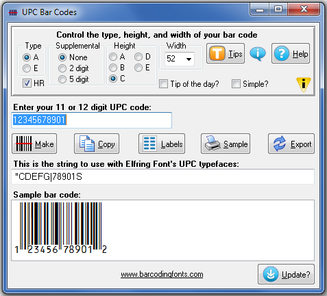 bar code image. Click to see the UPC Bar Code