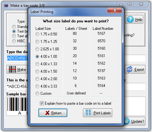 Export a barcode as a graphic